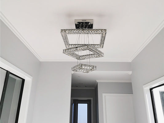 Color Change LED Crystal Pendant Light P309-3Rings  ,Two Sizes - Galaxy Lighting NZ