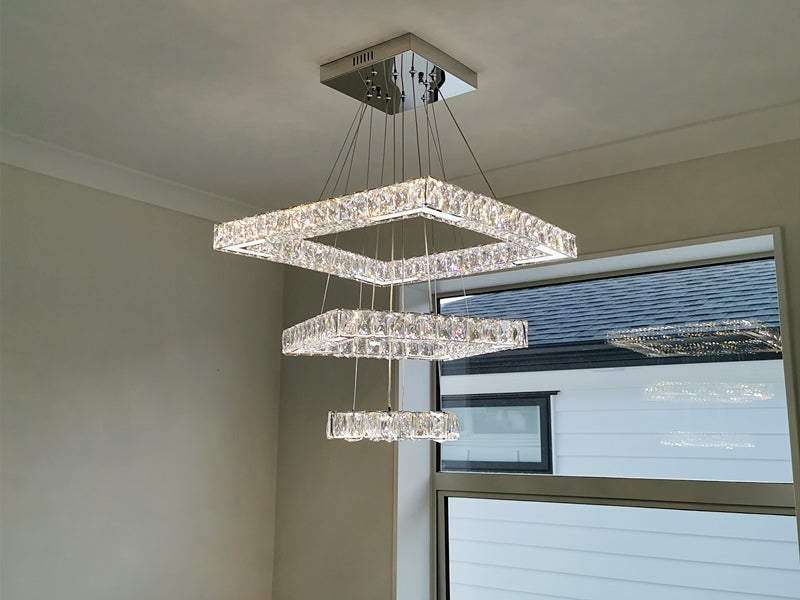 Color Change LED Crystal Pendant Light P309-3Rings  ,Two Sizes - Galaxy Lighting NZ
