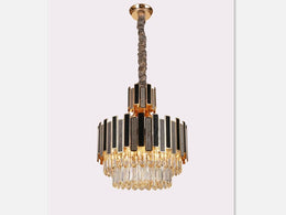 Luxury Crystal Pendant Light, Black with Gold Frame P310-60cm - Galaxy Lighting NZ
