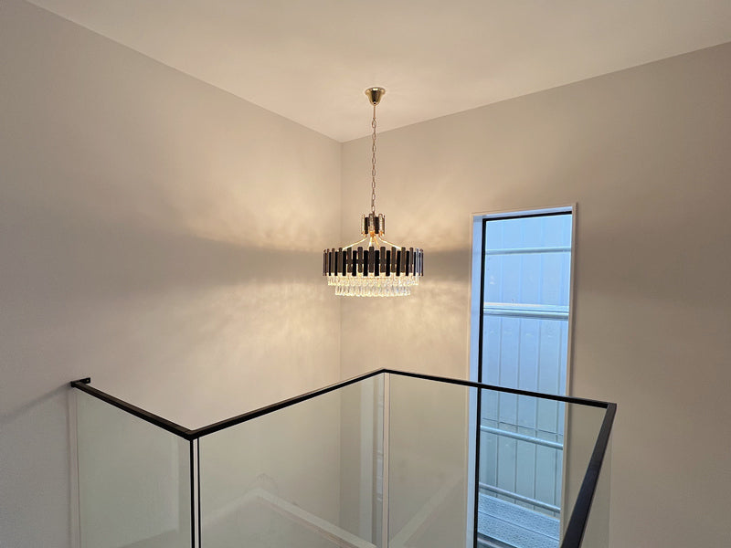 Luxury Crystal Pendant Light, Black with Gold Frame P310-60cm - Galaxy Lighting NZ