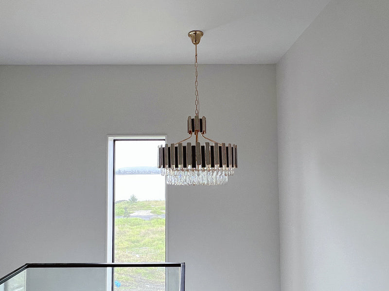 Luxury Crystal Pendant Light, Black with Gold Frame P310-60cm - Galaxy Lighting NZ