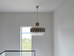 Luxury Crystal Pendant Light, Black with Gold Frame P310-60cm - Galaxy Lighting NZ