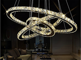 LED Crystal Pendant Light P312-3Rings - Galaxy Lighting NZ