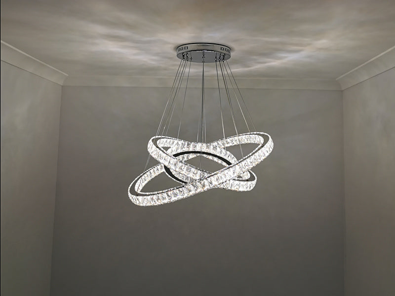 LED Crystal Pendant Light P312-3Rings - Galaxy Lighting NZ