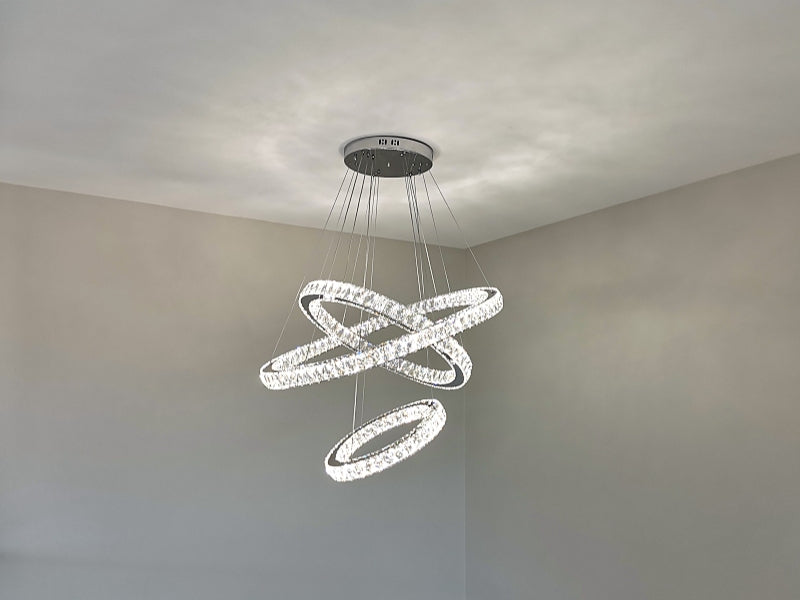 LED Crystal Pendant Light P312-3Rings - Galaxy Lighting NZ
