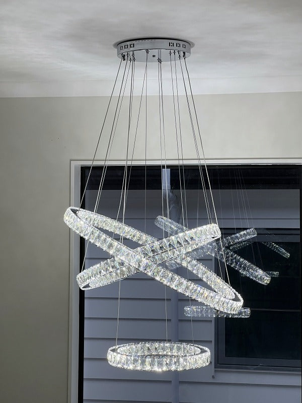 LED Crystal Pendant Light P312-3Rings - Galaxy Lighting NZ