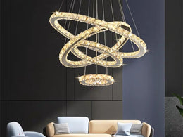 Color Change LED Crystal Pendant Light P312-4Rings - Galaxy Lighting NZ