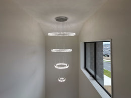 Color Change LED Crystal Pendant Light P312-4Rings - Galaxy Lighting NZ