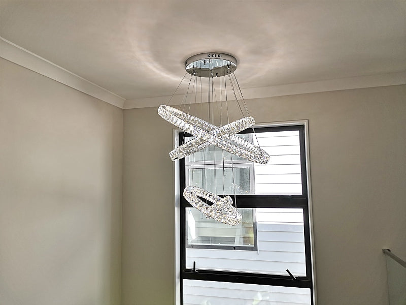 Color Change LED Crystal Pendant Light P312-4Rings - Galaxy Lighting NZ