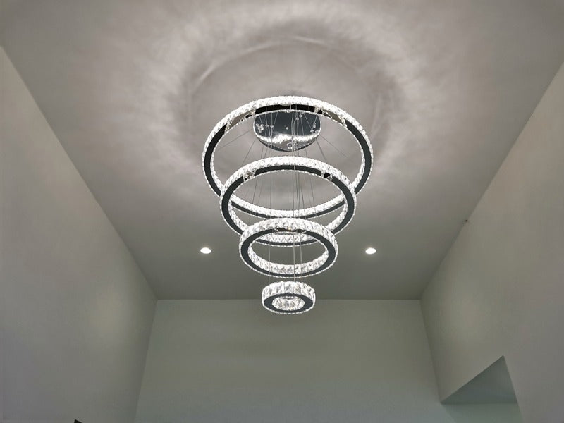 Color Change LED Crystal Pendant Light P312-4Rings - Galaxy Lighting NZ