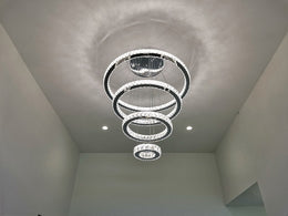Color Change LED Crystal Pendant Light P312-4Rings - Galaxy Lighting NZ