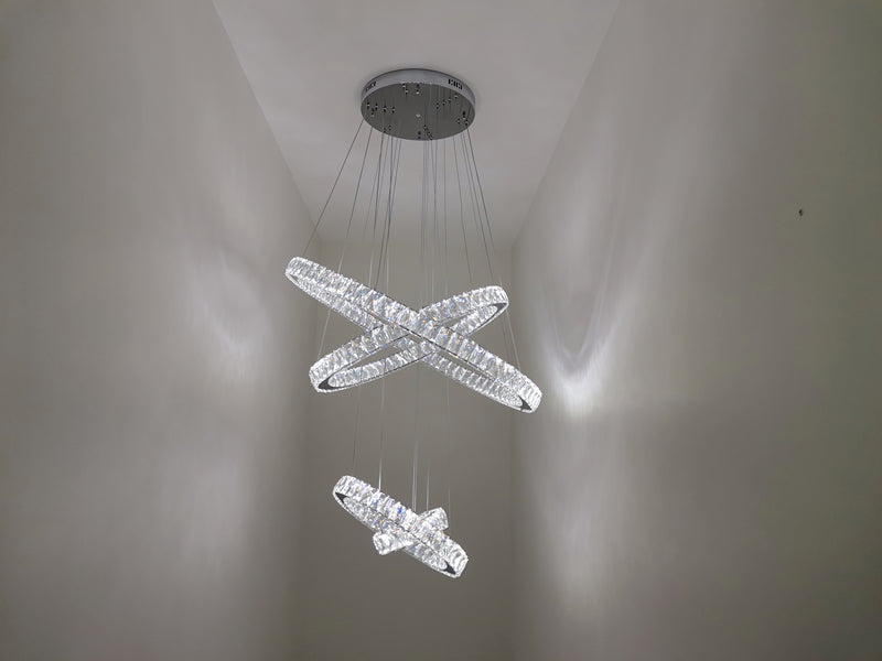 Color Change LED Crystal Pendant Light P312-4Rings - Galaxy Lighting NZ