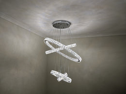 Color Change LED Crystal Pendant Light P312-4Rings - Galaxy Lighting NZ