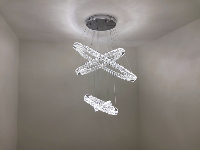 Color Change LED Crystal Pendant Light P312-4Rings - Galaxy Lighting NZ