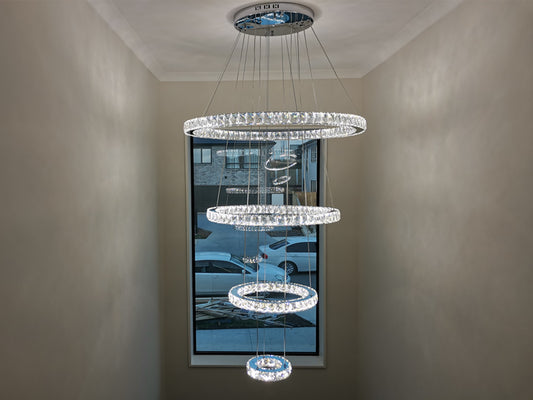 Color Change LED Crystal Pendant Light P312-4Rings - Galaxy Lighting NZ