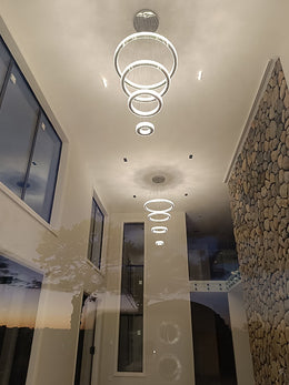 Color Change LED Crystal Pendant Light P312-4Rings - Galaxy Lighting NZ