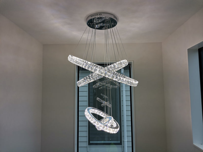 Color Change LED Crystal Pendant Light P312-4Rings - Galaxy Lighting NZ