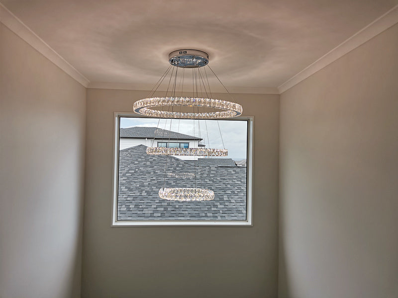 LED Crystal Pendant Light P312-3Rings - Galaxy Lighting NZ
