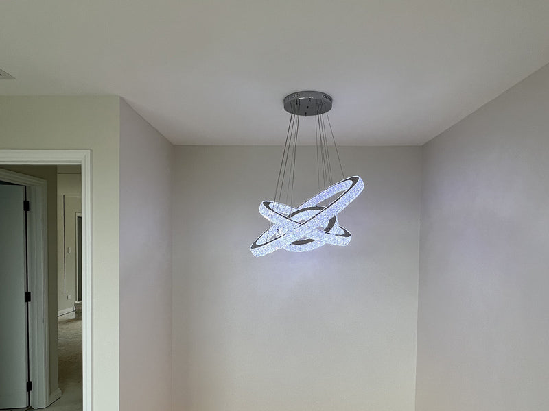 LED Crystal Pendant Light P312-3Rings - Galaxy Lighting NZ