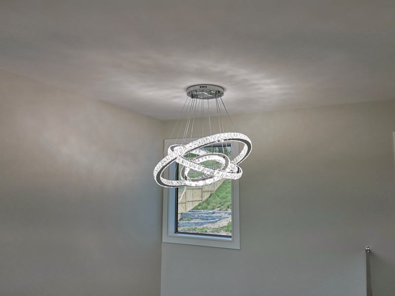 LED Crystal Pendant Light P312-3Rings - Galaxy Lighting NZ