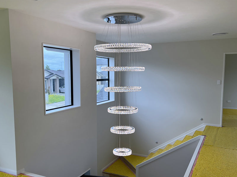 Color Change LED Pendant light P321-6 Rings - Galaxy Lighting NZ