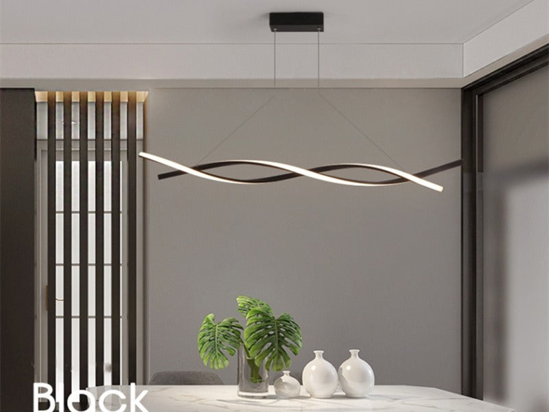 LED Pendant Kitchen Light, Black Double Spiral Shape P325-1.2M - Galaxy Lighting NZ