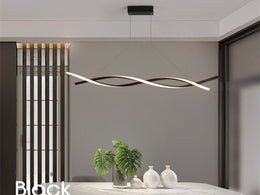 LED Pendant Kitchen Light, Black Double Spiral Shape P325-1.2M - Galaxy Lighting NZ