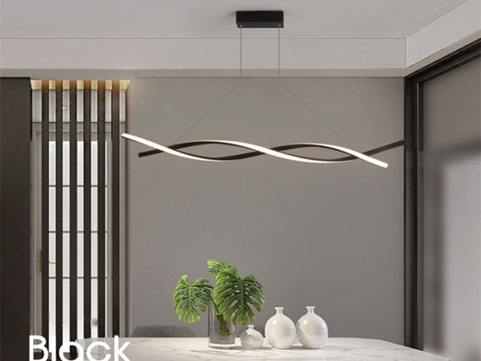 LED Pendant Kitchen Light, Black Double Spiral Shape P325-1.2M - Galaxy Lighting NZ