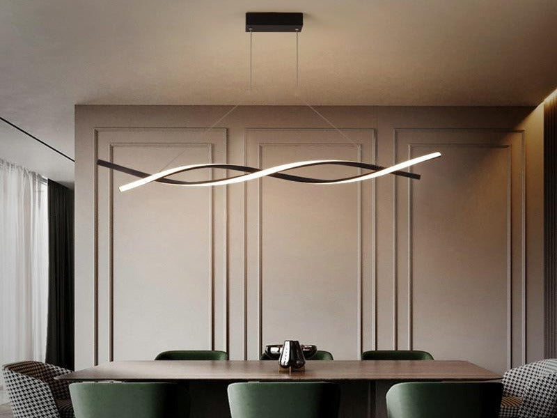 LED Pendant Kitchen Light, Black Double Spiral Shape P325-1.2M - Galaxy Lighting NZ