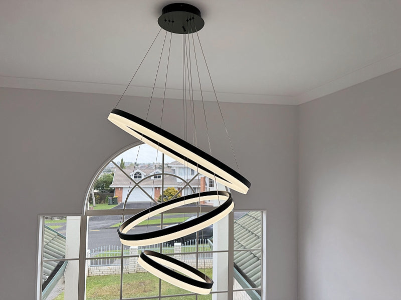 LED Pendant Light P336-Black*3Rings - Galaxy Lighting NZ