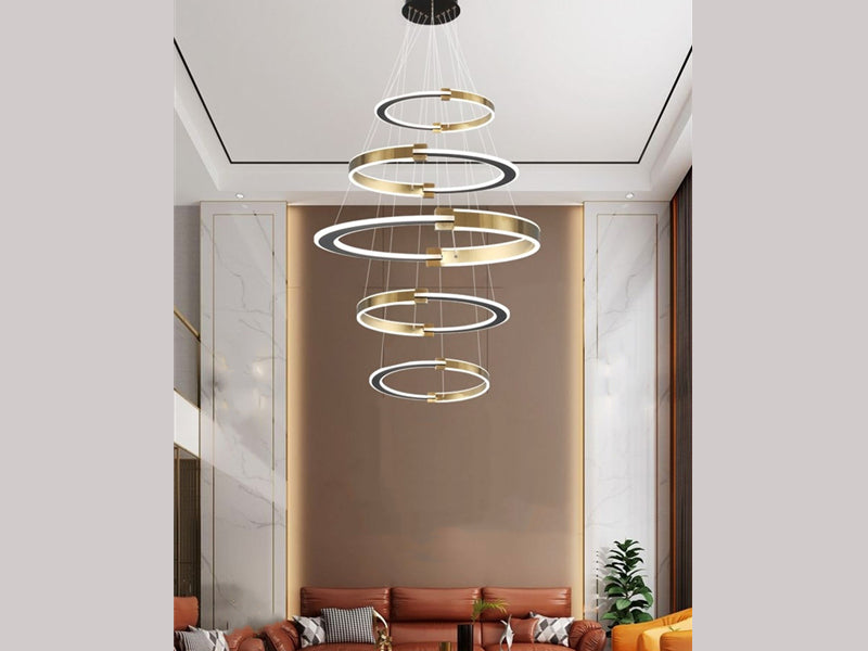 Modern LED Drop Light P350-5Rings - Galaxy Lighting NZ