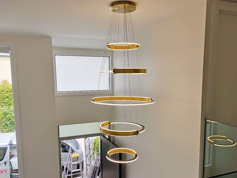 Modern LED Drop Light P350-5Rings - Galaxy Lighting NZ