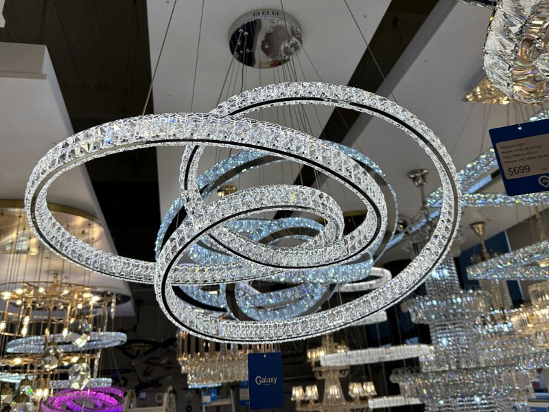 Unique Shape LED Crystal Pendant Light P363-70cm - Galaxy Lighting NZ