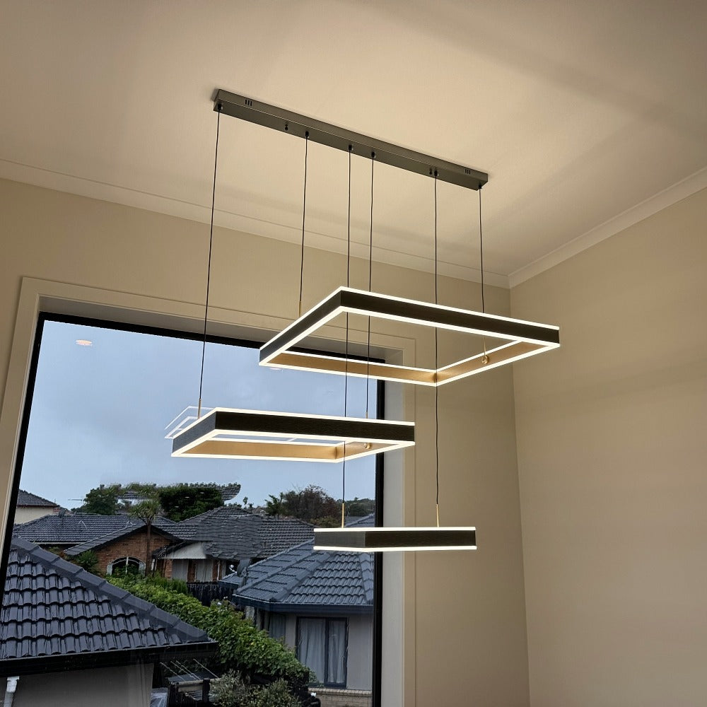 Grey and Gold Color Square LED Pendant Light P368