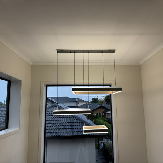 Grey and Gold Color Square LED Pendant Light P368