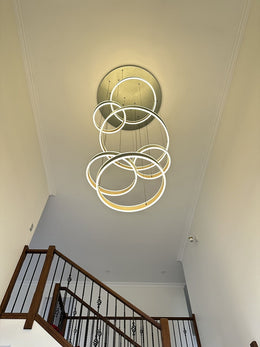 Remote Control Grey and Gold Color Change LED Drop Light P369-6Rings - Galaxy Lighting NZ