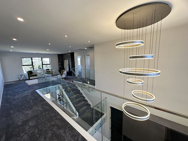 Remote Control Grey and Gold Color Change LED Drop Light P369-6Rings - Galaxy Lighting NZ