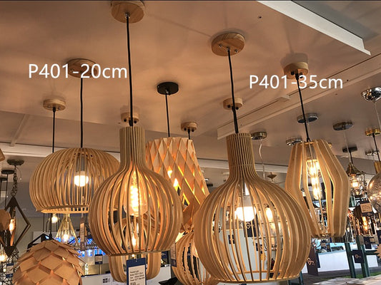 Wooden Pendant Light, Three Sizes P401-20cm(DEM0) - Galaxy Lighting NZ