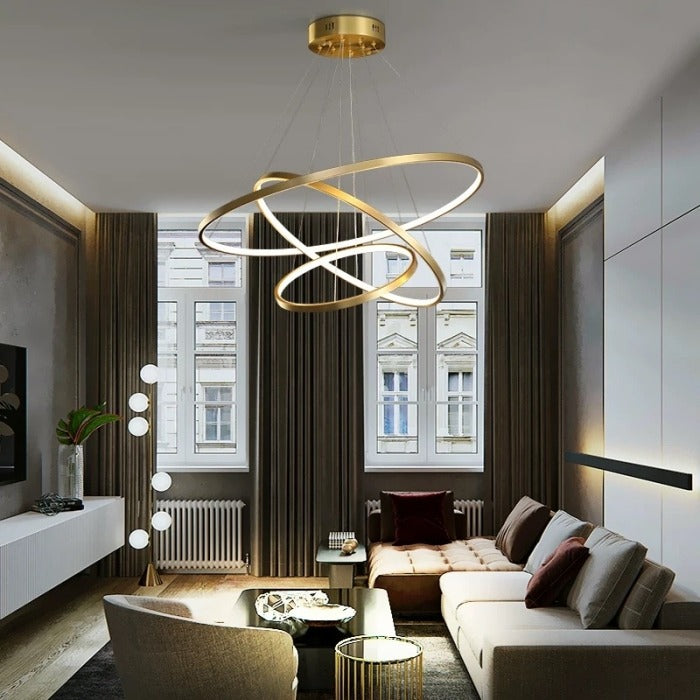 Modern LED Pendant Light P427-Gold-80cm - Galaxy Lighting NZ