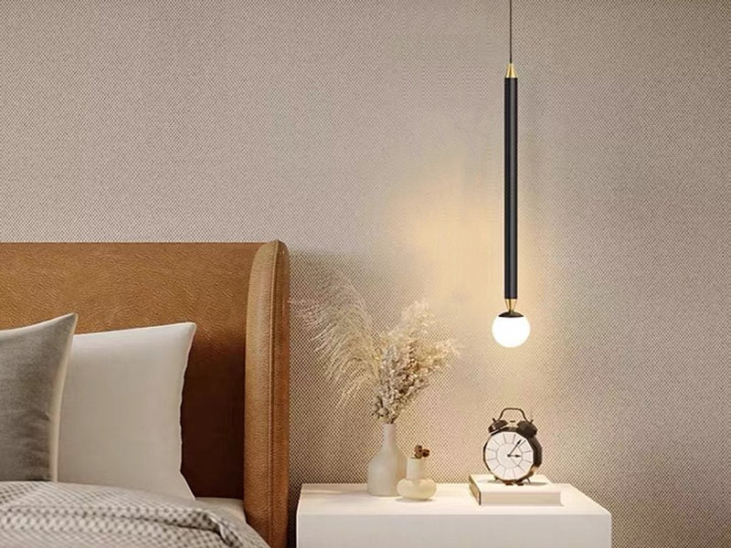 Slim Modern Black LED Pendant Bedside/Bathroom feature Light P432(DEMO)) - Galaxy Lighting NZ