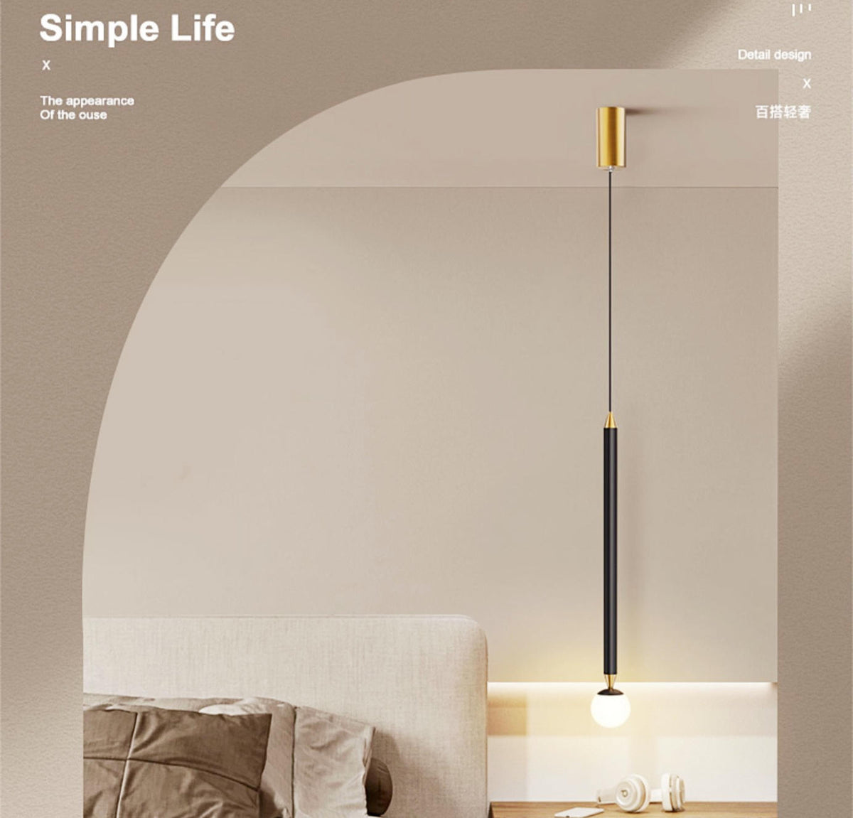 Slim Modern Black LED Pendant Bedside/Bathroom feature Light P432(DEMO)) - Galaxy Lighting NZ