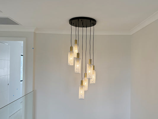 7Lampshades Vintage White Finish With Gold Drop Light, Two Colors P442-50cm(DEMO) - Galaxy Lighting NZ