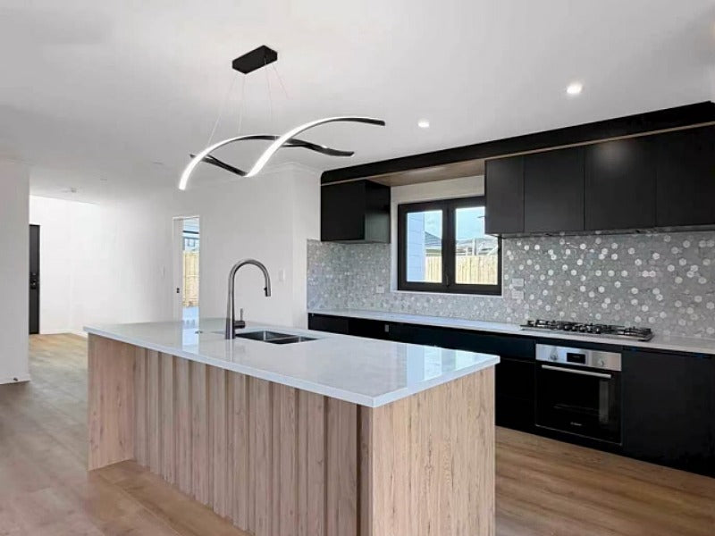 LED Pendant Kitchen Light, Black Double Spiral Shape P447-1.8M