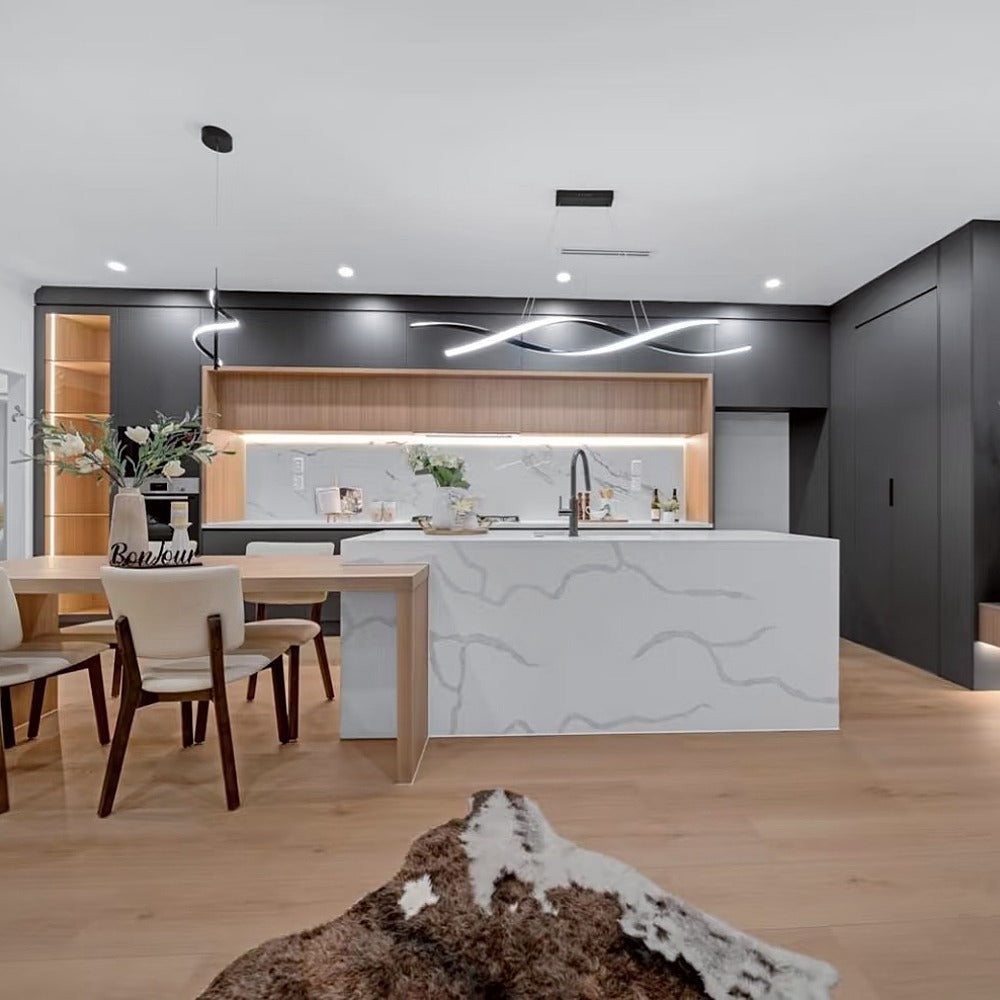 LED Pendant Kitchen Light, Black Double Spiral Shape P447-1.8M