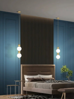 FREE LIFTING Gold Colour LED Pendant Light/Bedside Feature Light P453 - Galaxy Lighting NZ