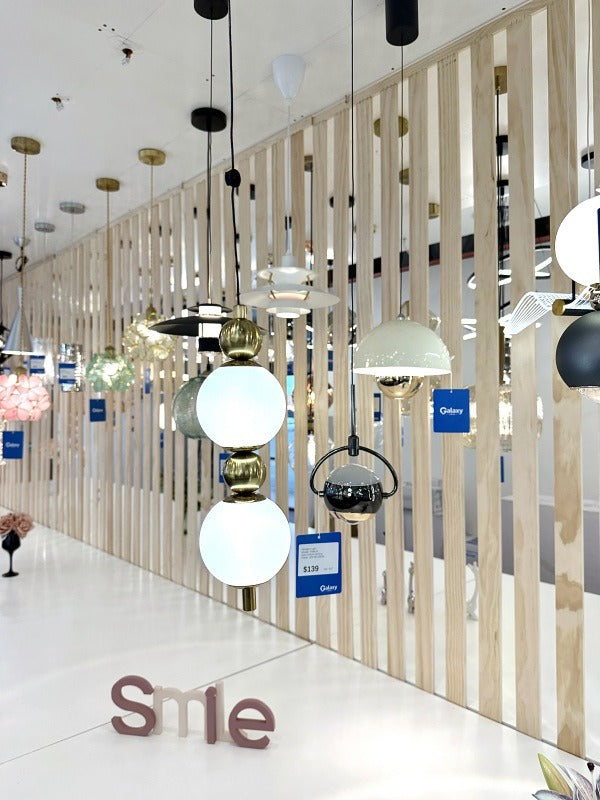 FREE LIFTING Gold Colour LED Pendant Light/Bedside Feature Light P453 - Galaxy Lighting NZ