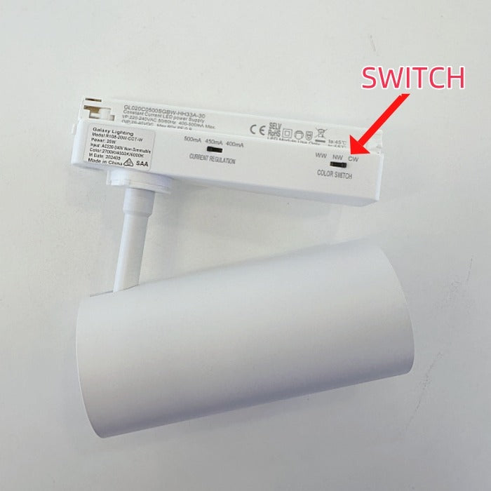 20W-CCT 2700/4000K/6000k Track Light R108-White - Galaxy Lighting NZ