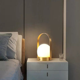 Brushed Brass With Opal Glass Table/Battery Light T209 - Galaxy Lighting NZ