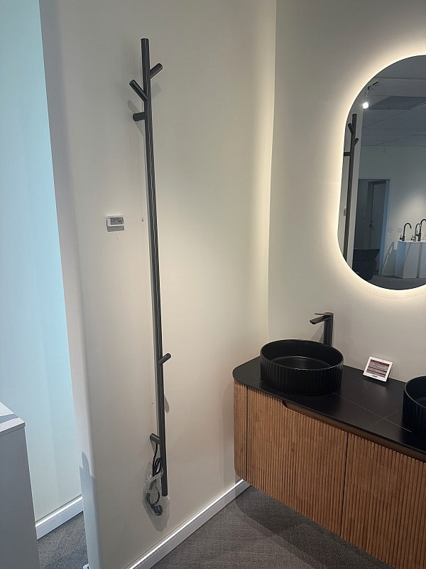 Minimalist Vertical Wall-Mounted Towel Rack -Gun Metal Heated Towel Rail - Galaxy Lighting NZ