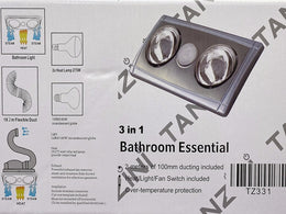 Tanzini Bathroom Heater Fan Light 3 IN 1 (2 Lamps) Free shipping DOES NOT apply - Galaxy Lighting NZ